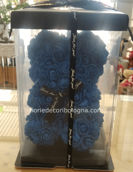 Teddy bear di rose eterne con scatola h.25 cm